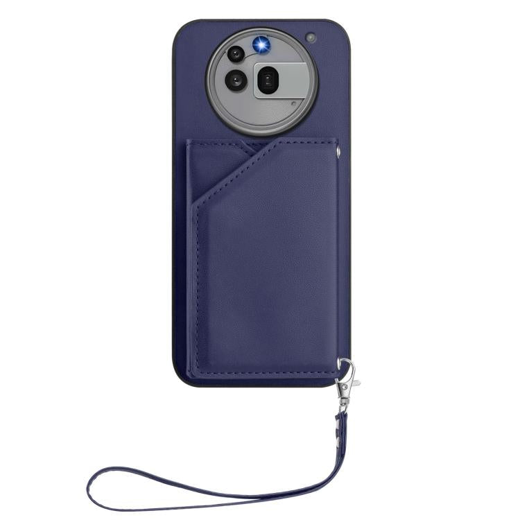 For Nothing Phone 3a Pro Skin Feel Four Card Slots Phone Case with Wrist Strap