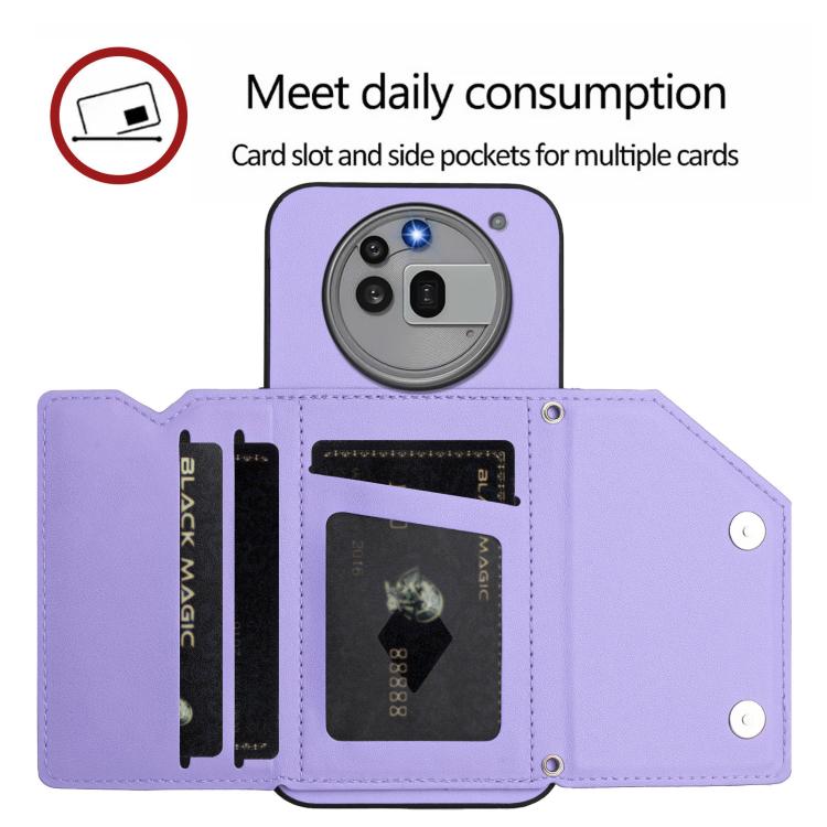 For Nothing Phone 3a Pro Skin Feel Four Card Slots Phone Case with Wrist Strap