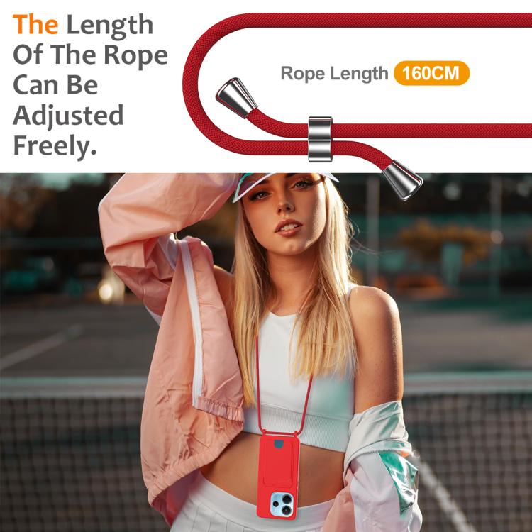 For Redmi Note 14 4G 163.25mm Integrated Card Bag Solid Color Liquid Silicone Phone Case with Lanyard