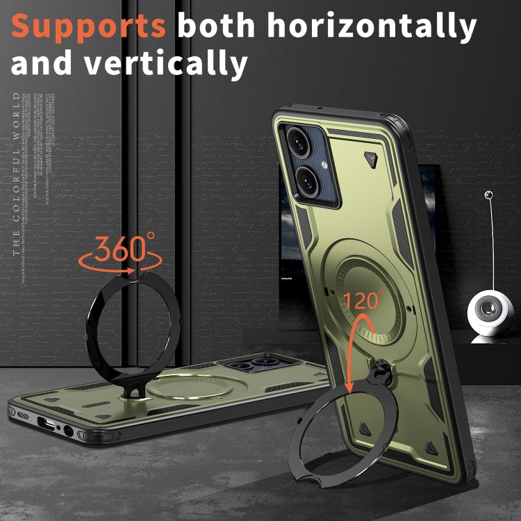 For Samsung Galaxy A06 4G PC Hybrid TPU Armor MagSafe Ring Holder Phone Case
