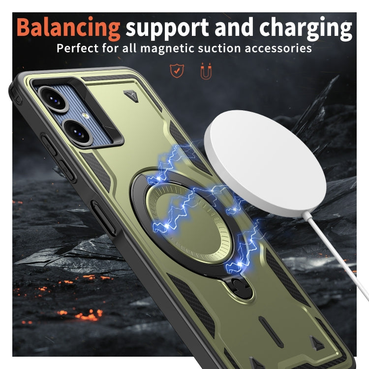 For Samsung Galaxy A06 4G PC Hybrid TPU Armor MagSafe Ring Holder Phone Case
