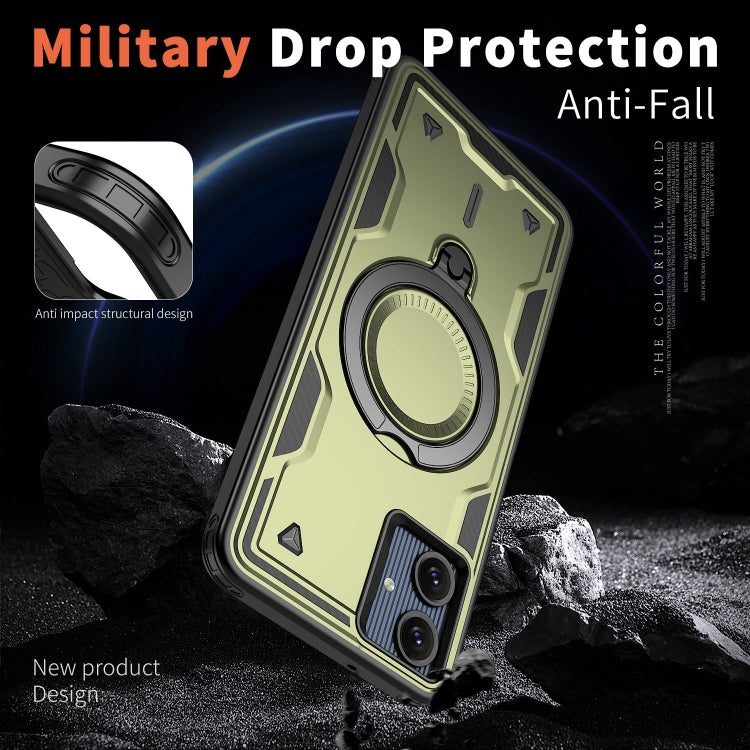 For Samsung Galaxy A06 4G PC Hybrid TPU Armor MagSafe Ring Holder Phone Case