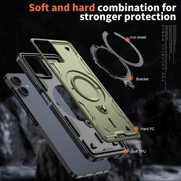 For Samsung Galaxy A06 4G PC Hybrid TPU Armor MagSafe Ring Holder Phone Case