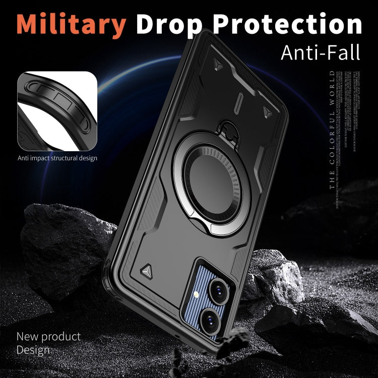 For Samsung Galaxy A06 4G PC Hybrid TPU Armor MagSafe Ring Holder Phone Case