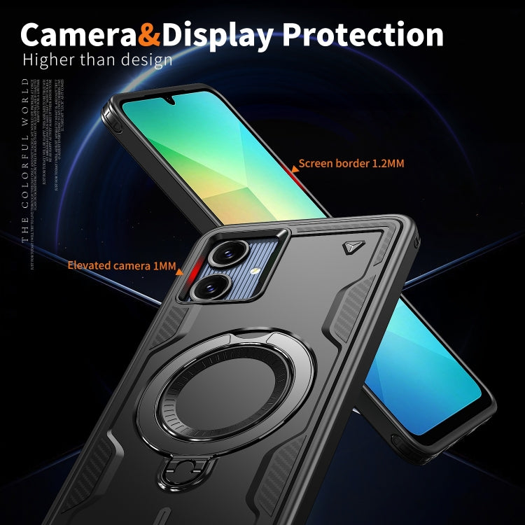 For Samsung Galaxy A06 4G PC Hybrid TPU Armor MagSafe Ring Holder Phone Case