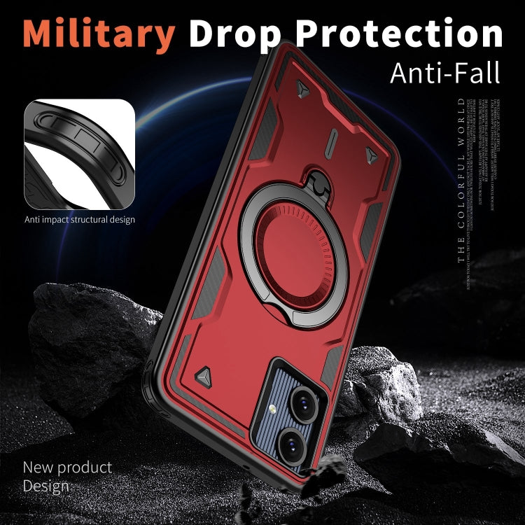 For Samsung Galaxy A06 4G PC Hybrid TPU Armor MagSafe Ring Holder Phone Case