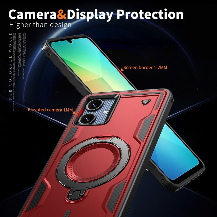 For Samsung Galaxy A06 4G PC Hybrid TPU Armor MagSafe Ring Holder Phone Case