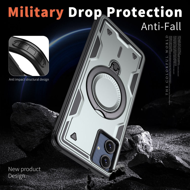 For Samsung Galaxy A06 4G PC Hybrid TPU Armor MagSafe Ring Holder Phone Case