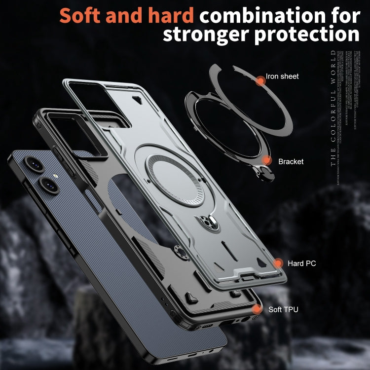 For Samsung Galaxy A06 4G PC Hybrid TPU Armor MagSafe Ring Holder Phone Case