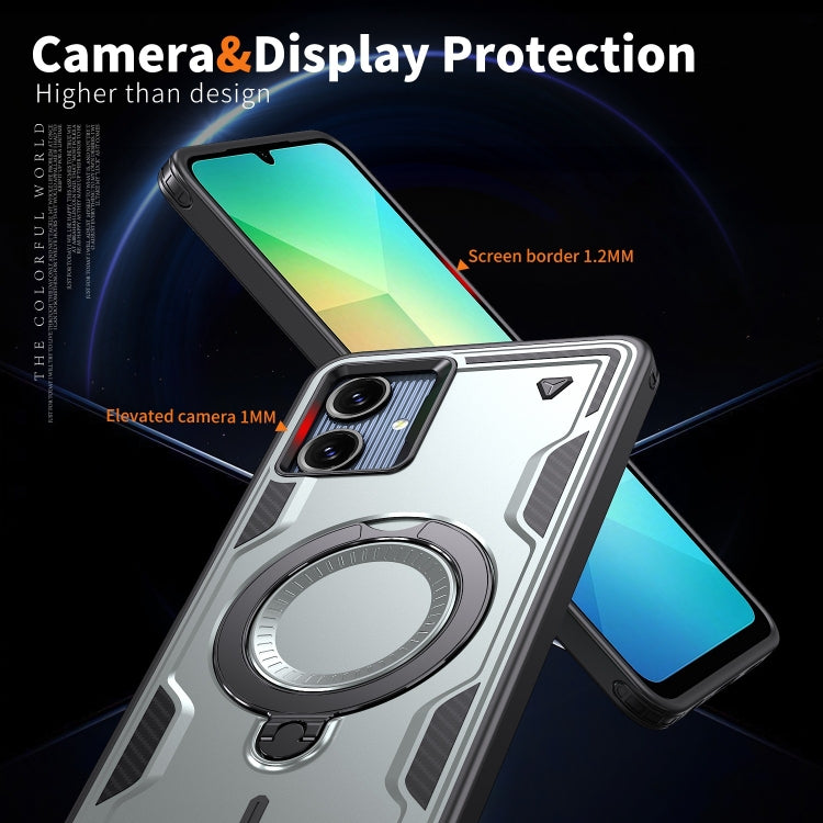 For Samsung Galaxy A06 4G PC Hybrid TPU Armor MagSafe Ring Holder Phone Case