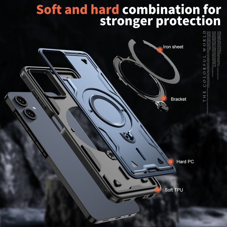 For Samsung Galaxy A06 4G PC Hybrid TPU Armor MagSafe Ring Holder Phone Case