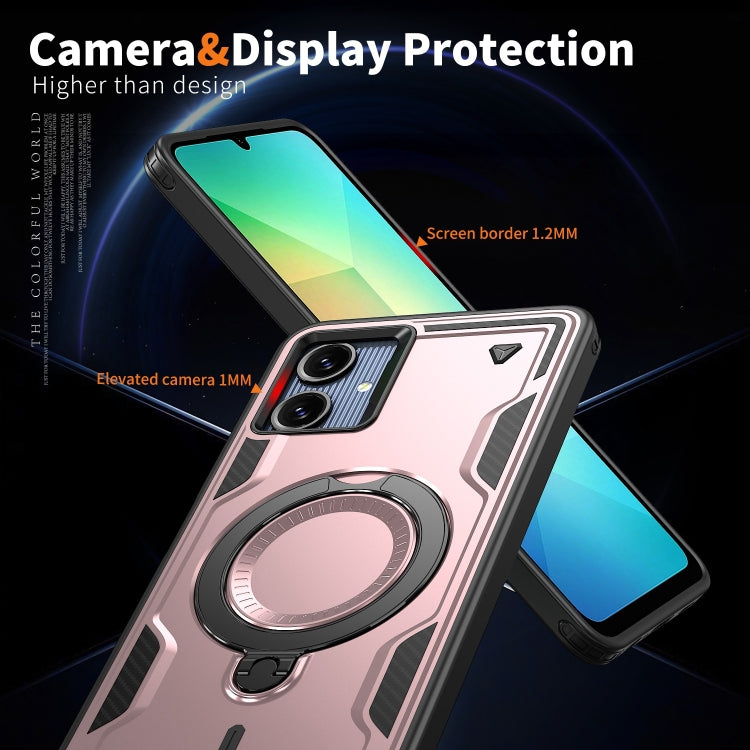 For Samsung Galaxy A06 4G PC Hybrid TPU Armor MagSafe Ring Holder Phone Case