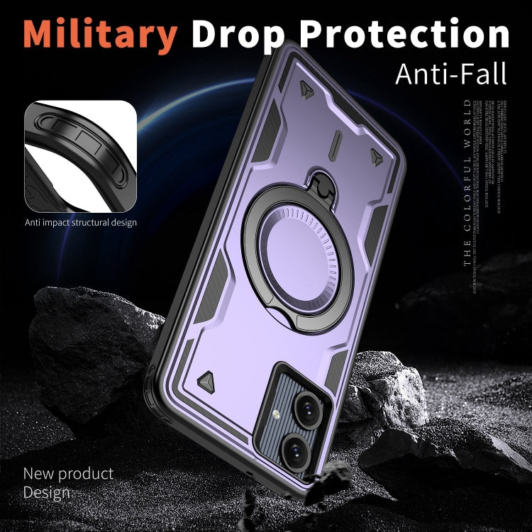 For Samsung Galaxy A06 4G PC Hybrid TPU Armor MagSafe Ring Holder Phone Case