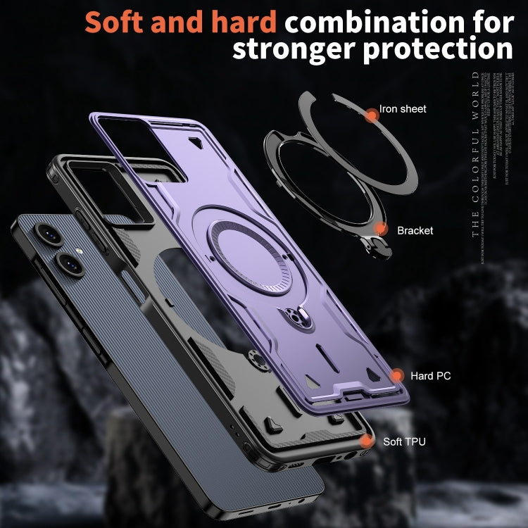 For Samsung Galaxy A06 4G PC Hybrid TPU Armor MagSafe Ring Holder Phone Case