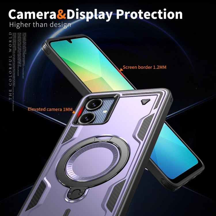 For Samsung Galaxy A06 4G PC Hybrid TPU Armor MagSafe Ring Holder Phone Case
