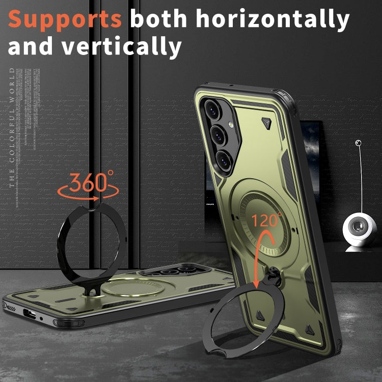 For Samsung Galaxy A16 5G PC Hybrid TPU Armor MagSafe Ring Holder Phone Case
