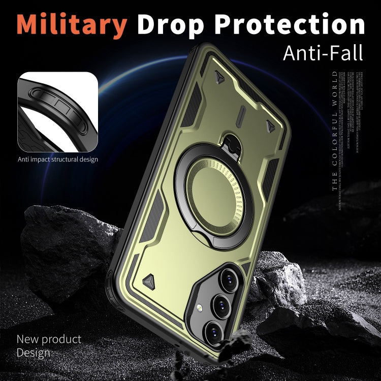 For Samsung Galaxy A16 5G PC Hybrid TPU Armor MagSafe Ring Holder Phone Case
