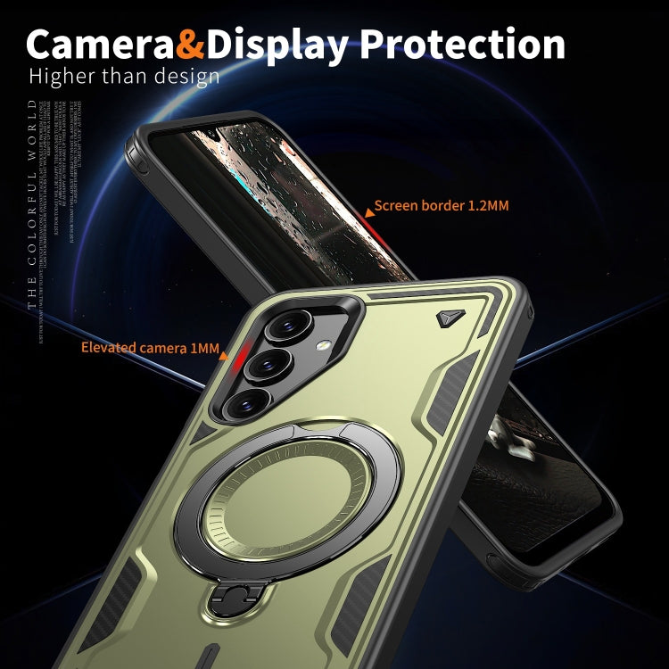 For Samsung Galaxy A16 5G PC Hybrid TPU Armor MagSafe Ring Holder Phone Case
