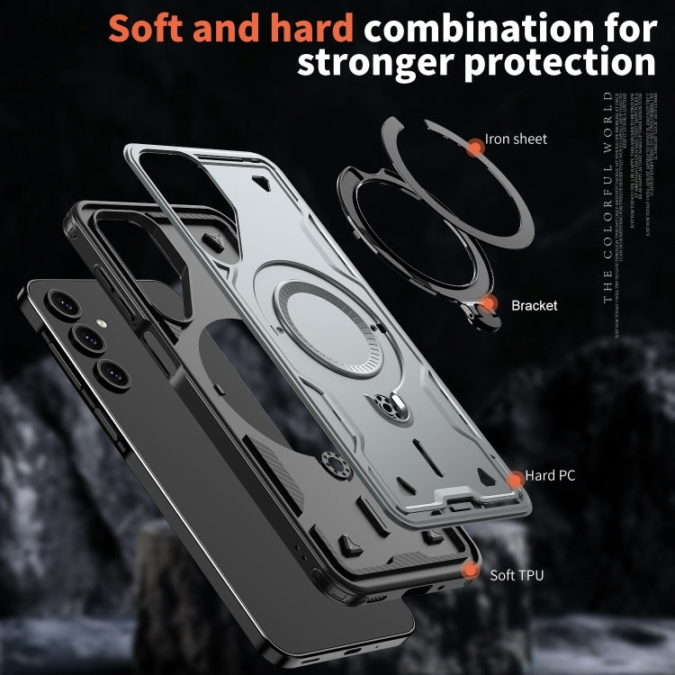 For Samsung Galaxy A16 5G PC Hybrid TPU Armor MagSafe Ring Holder Phone Case