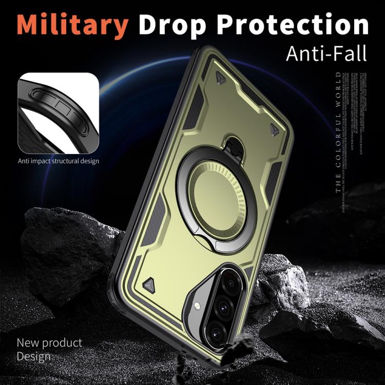 For Samsung Galaxy A56 5G PC Hybrid TPU Armor MagSafe Ring Holder Phone Case