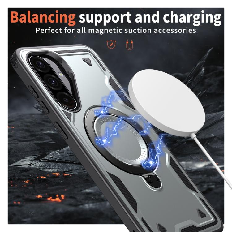 For Samsung Galaxy A56 5G PC Hybrid TPU Armor MagSafe Ring Holder Phone Case