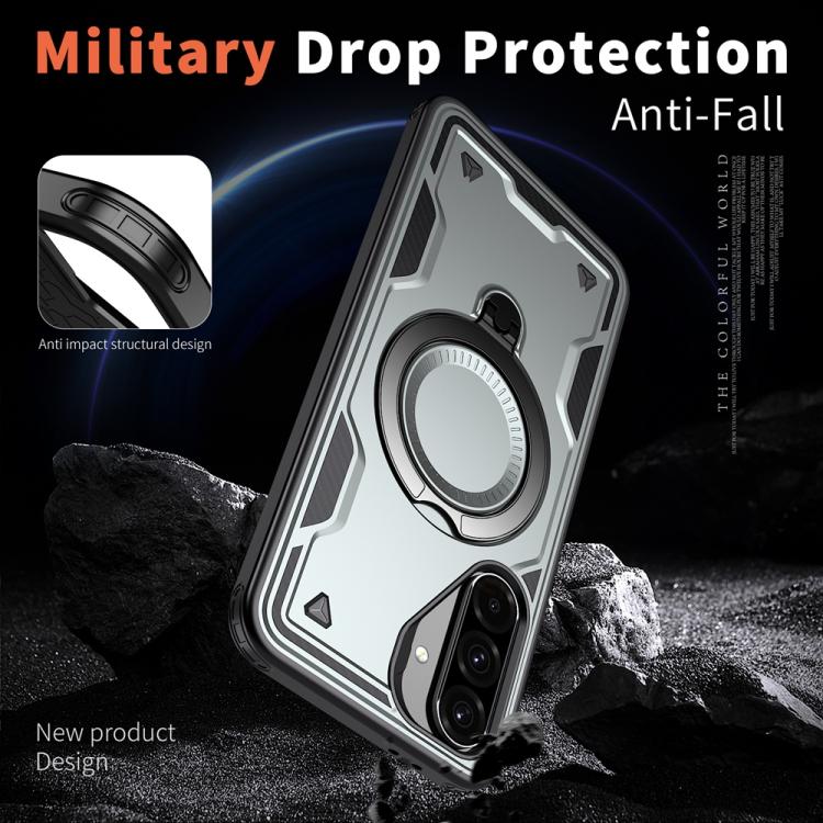 For Samsung Galaxy A56 5G PC Hybrid TPU Armor MagSafe Ring Holder Phone Case