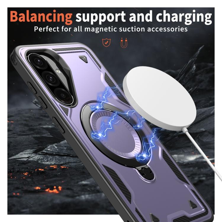 For Samsung Galaxy A56 5G PC Hybrid TPU Armor MagSafe Ring Holder Phone Case