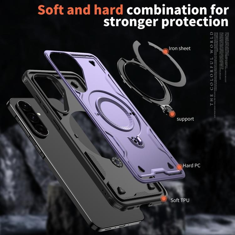 For Samsung Galaxy A56 5G PC Hybrid TPU Armor MagSafe Ring Holder Phone Case
