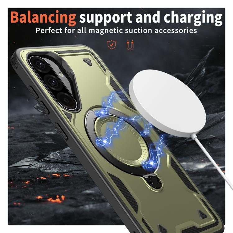 For Samsung Galaxy A36 5G PC Hybrid TPU Armor MagSafe Ring Holder Phone Case