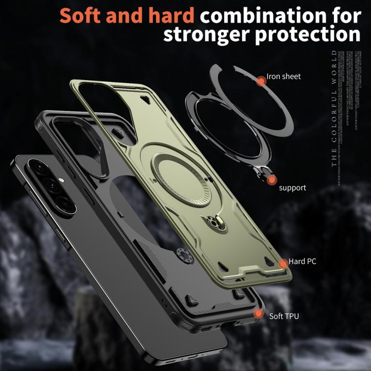 For Samsung Galaxy A36 5G PC Hybrid TPU Armor MagSafe Ring Holder Phone Case