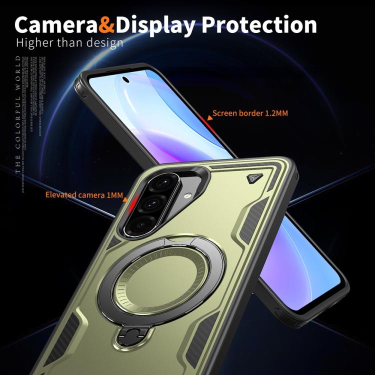 For Samsung Galaxy A36 5G PC Hybrid TPU Armor MagSafe Ring Holder Phone Case