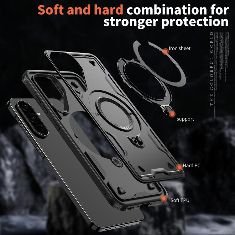 For Samsung Galaxy A36 5G PC Hybrid TPU Armor MagSafe Ring Holder Phone Case