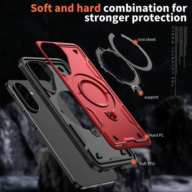 For Samsung Galaxy A36 5G PC Hybrid TPU Armor MagSafe Ring Holder Phone Case
