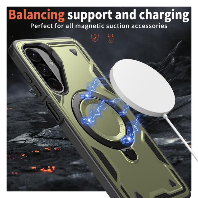For Samsung Galaxy A26 5G PC Hybrid TPU Armor MagSafe Ring Holder Phone Case