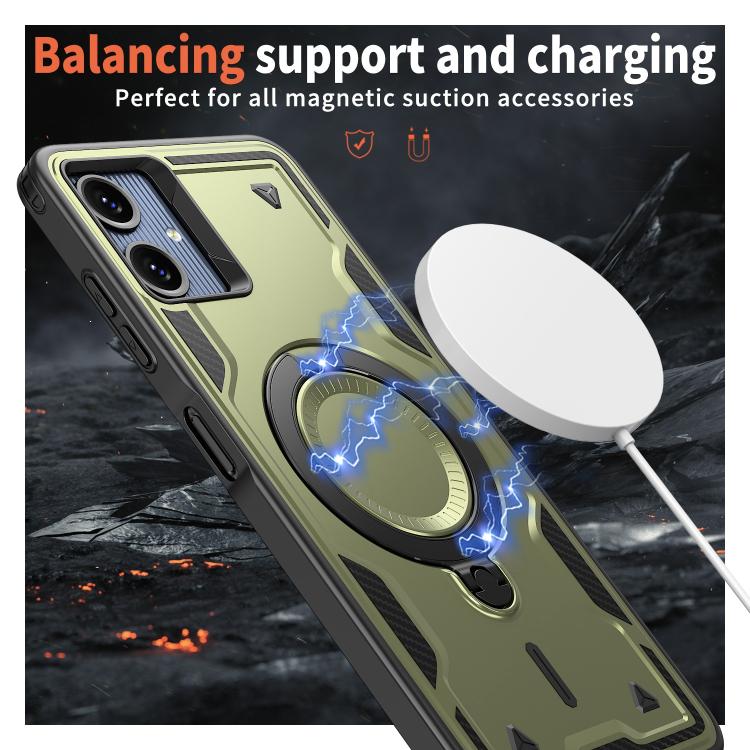 For Samsung Galaxy A07 5G / 4G PC Hybrid TPU Armor MagSafe Ring Holder Phone Case
