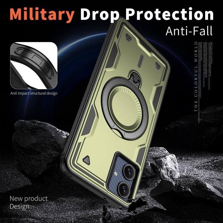 For Samsung Galaxy A07 5G / 4G PC Hybrid TPU Armor MagSafe Ring Holder Phone Case
