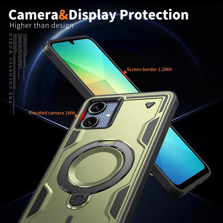 For Samsung Galaxy A07 5G / 4G PC Hybrid TPU Armor MagSafe Ring Holder Phone Case