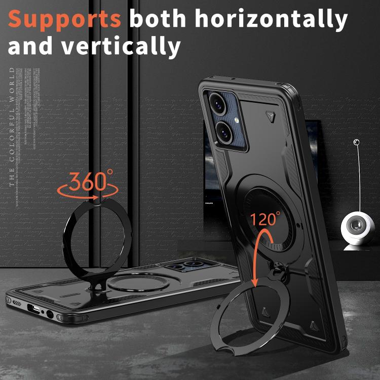 For Samsung Galaxy A07 5G / 4G PC Hybrid TPU Armor MagSafe Ring Holder Phone Case