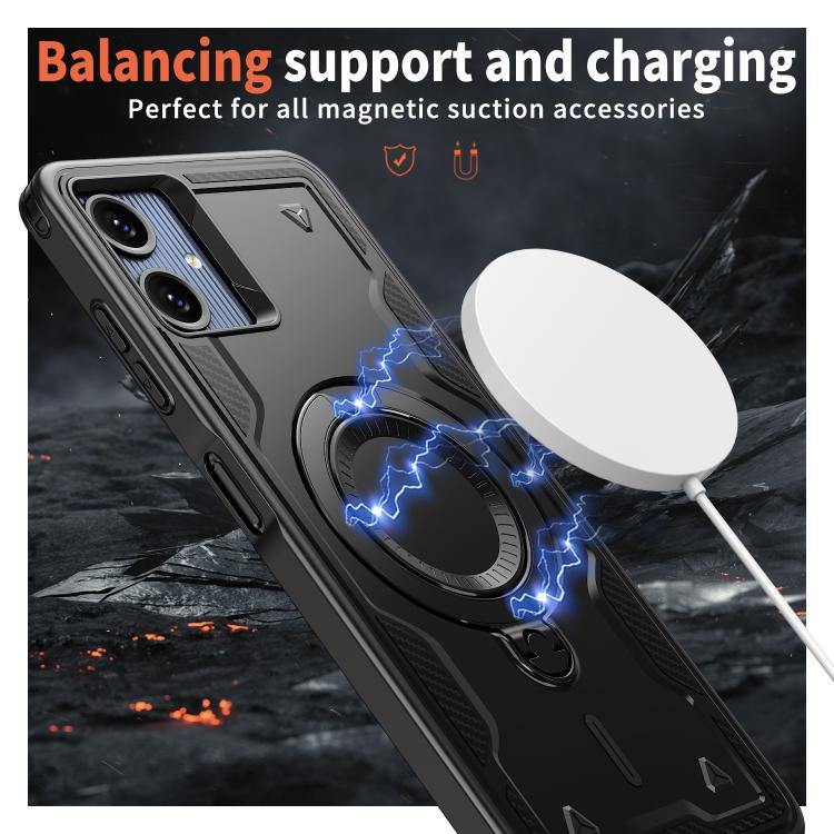 For Samsung Galaxy A07 5G / 4G PC Hybrid TPU Armor MagSafe Ring Holder Phone Case