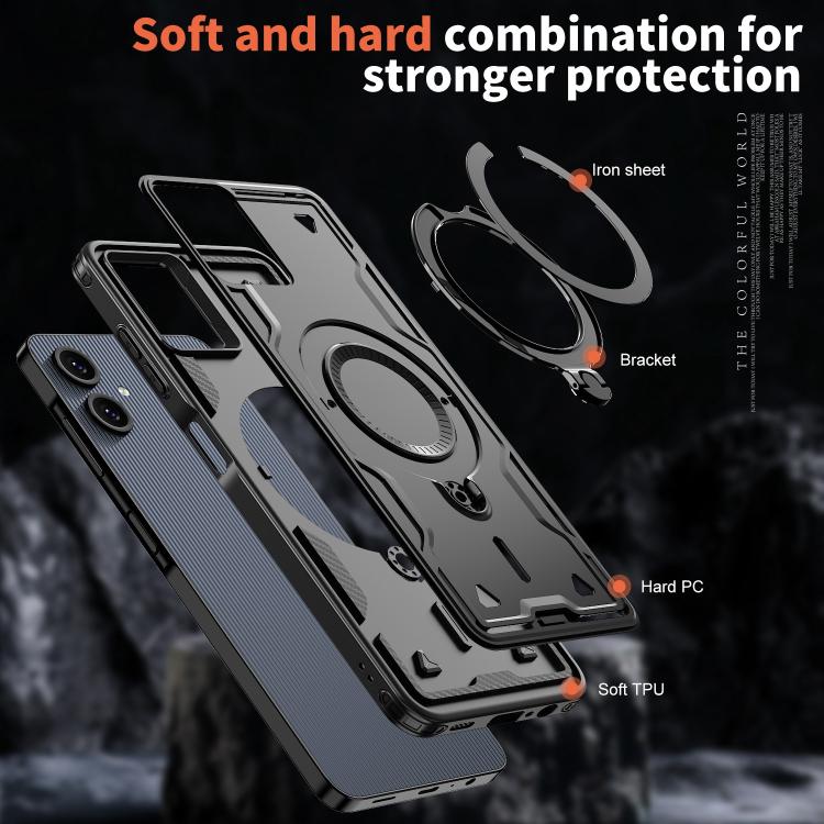 For Samsung Galaxy A07 5G / 4G PC Hybrid TPU Armor MagSafe Ring Holder Phone Case