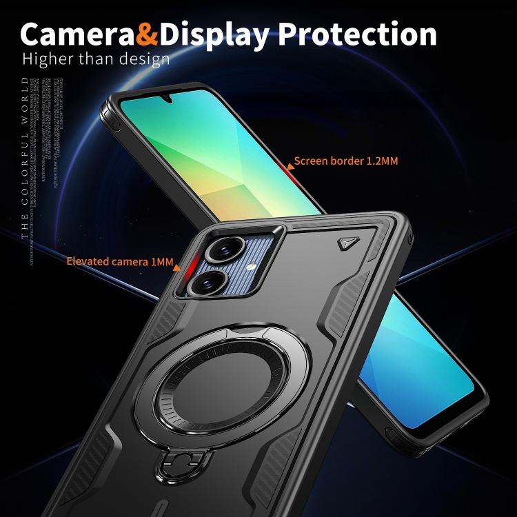 For Samsung Galaxy A07 5G / 4G PC Hybrid TPU Armor MagSafe Ring Holder Phone Case