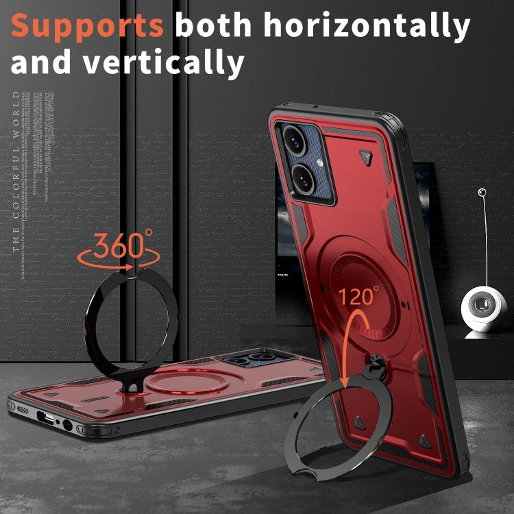 For Samsung Galaxy A07 5G / 4G PC Hybrid TPU Armor MagSafe Ring Holder Phone Case