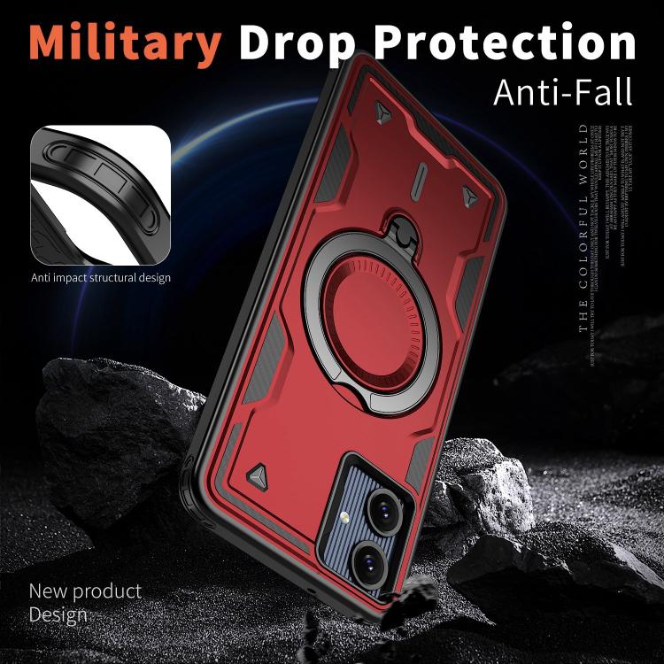 For Samsung Galaxy A07 5G / 4G PC Hybrid TPU Armor MagSafe Ring Holder Phone Case
