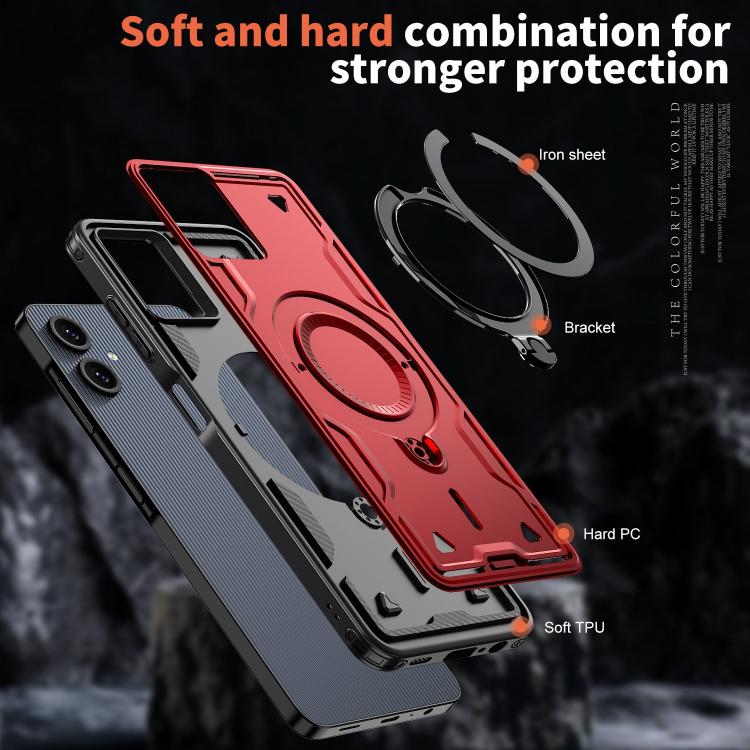 For Samsung Galaxy A07 5G / 4G PC Hybrid TPU Armor MagSafe Ring Holder Phone Case
