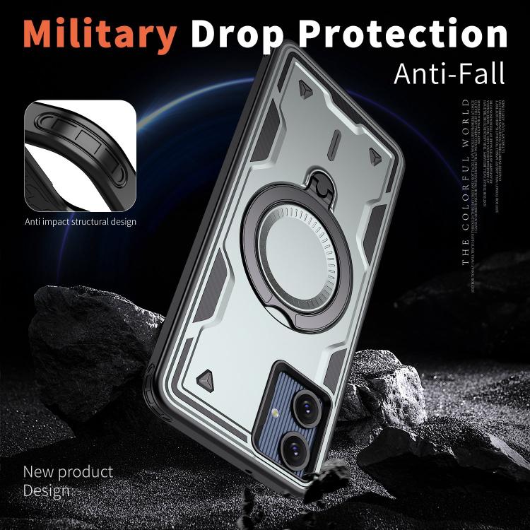 For Samsung Galaxy A07 5G / 4G PC Hybrid TPU Armor MagSafe Ring Holder Phone Case