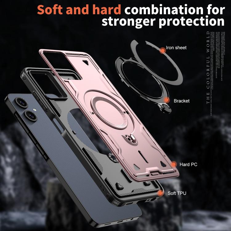 For Samsung Galaxy A07 5G / 4G PC Hybrid TPU Armor MagSafe Ring Holder Phone Case