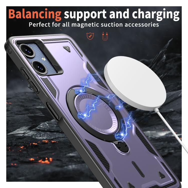 For Samsung Galaxy A07 5G / 4G PC Hybrid TPU Armor MagSafe Ring Holder Phone Case