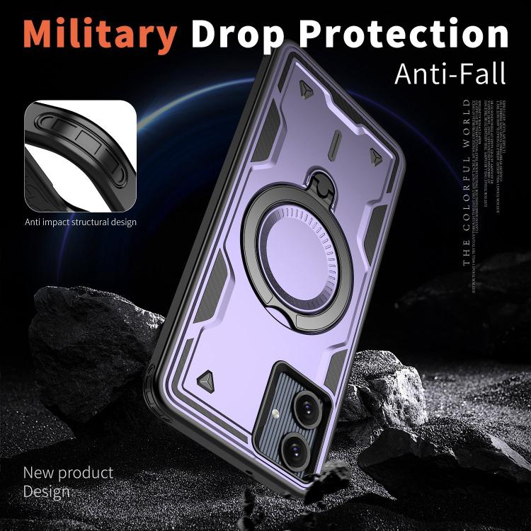 For Samsung Galaxy A07 5G / 4G PC Hybrid TPU Armor MagSafe Ring Holder Phone Case