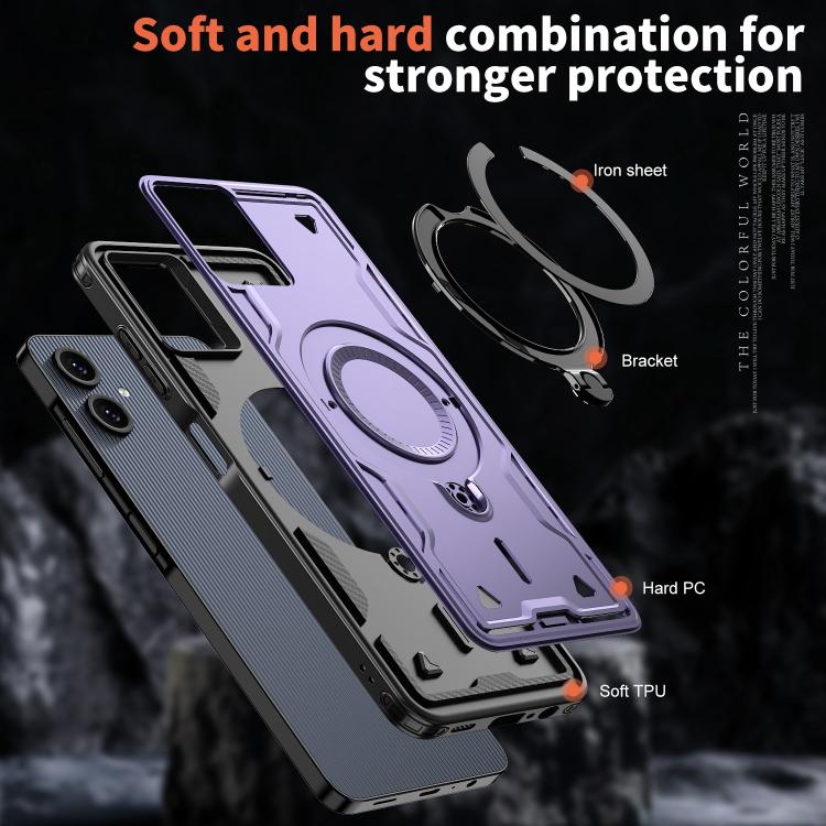 For Samsung Galaxy A07 5G / 4G PC Hybrid TPU Armor MagSafe Ring Holder Phone Case