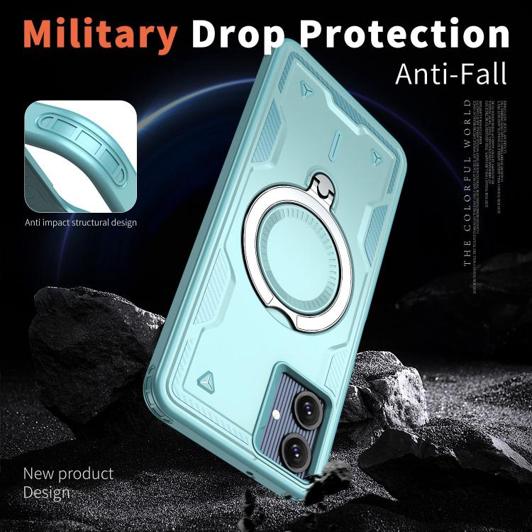 For Samsung Galaxy A07 5G / 4G PC Hybrid TPU Armor MagSafe Ring Holder Phone Case